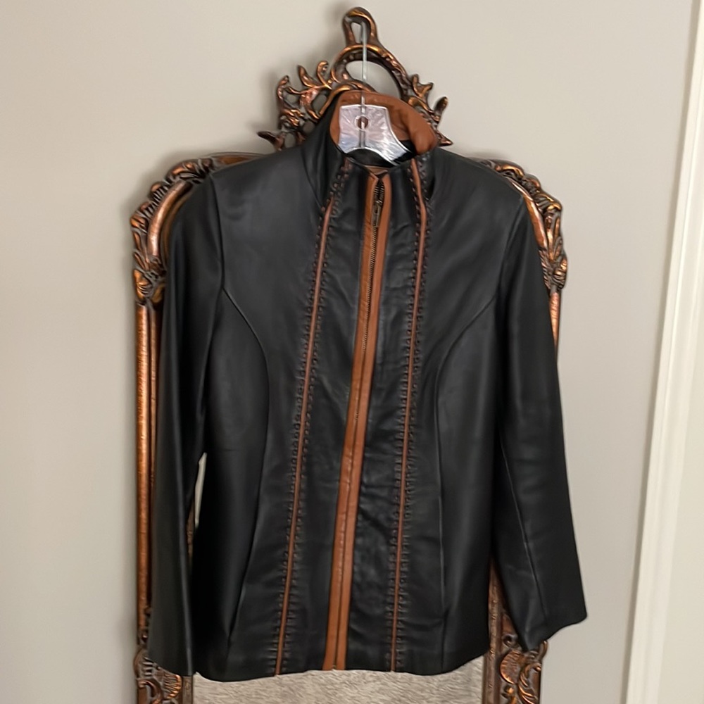 Black Leather (faux) Moto Jacket